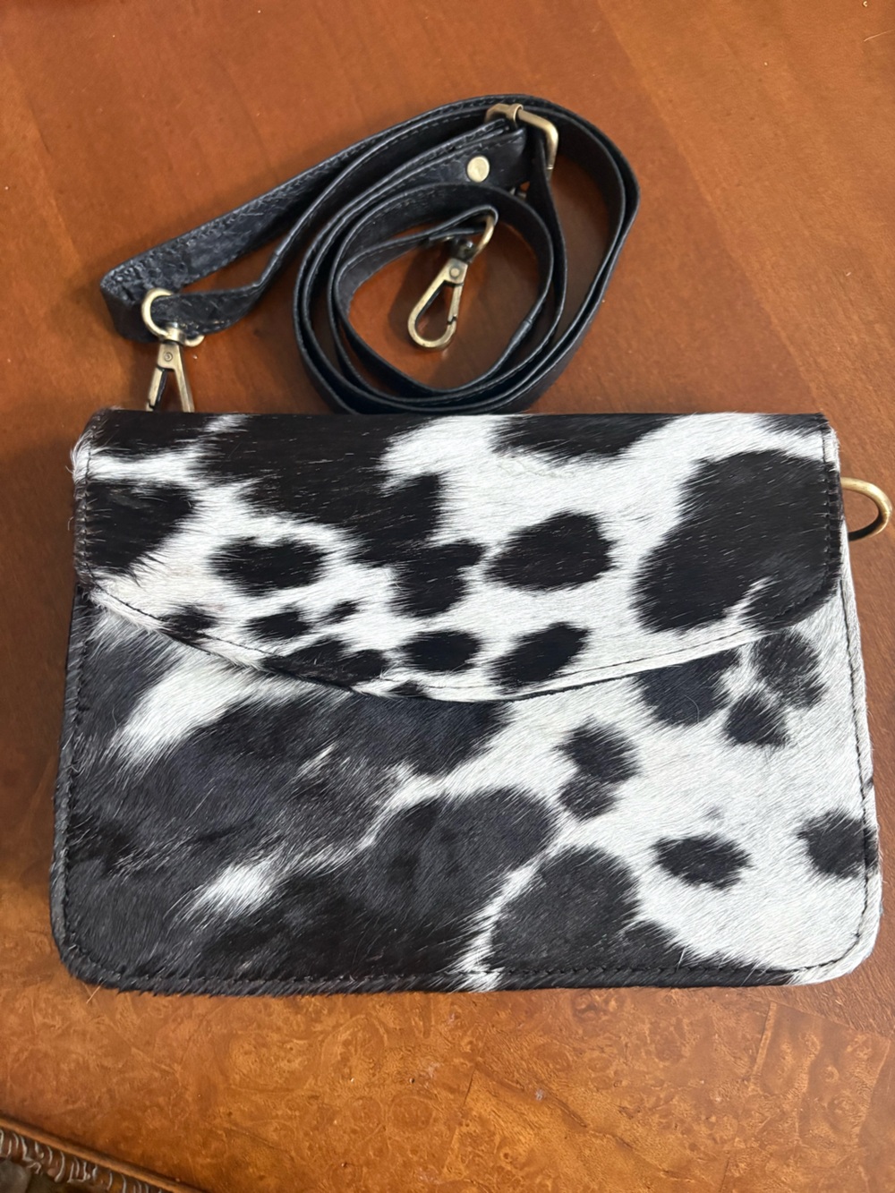 Black & White Cowhide Crossbody Bag